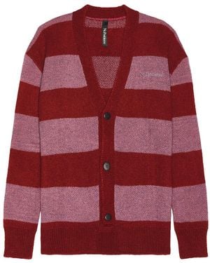 No Problemo Striped Mohair Oversized Cardigan - Red