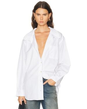 R13 Tall Collar Boyfriend Button Up Shirt - White