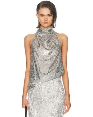 Stella McCartney Fil Coupe Alterneck Top - Metallic