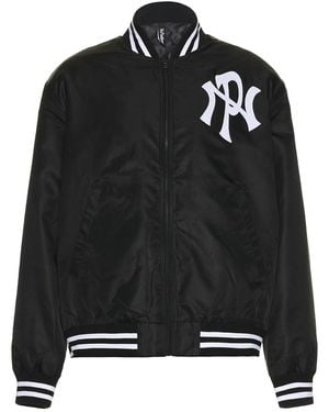 No Problemo Nyp Nylon Varsity Jacket - Black