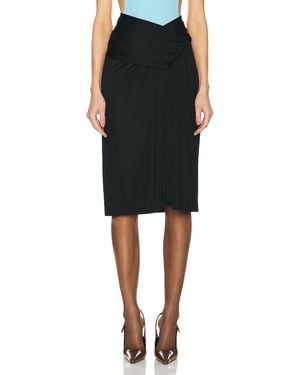 Saint Laurent Jersey Ruched Midi Skirt - Black