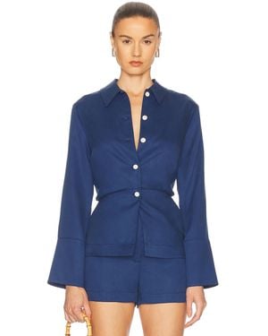 Matthew Bruch Blouson Long Sleeve Blouse - Blue