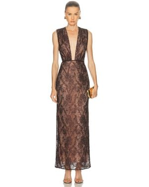 AKNVAS Leo Beaded Gown - Brown