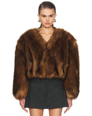 Alexander Wang Faux Fur Cropped Jacket - Brown
