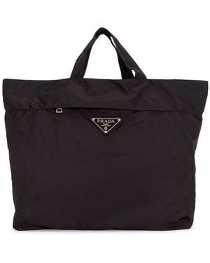 Prada Tessuto Shopping Tote Bag - Black