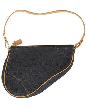 Dior Denim Pochette Saddle Bag - Black