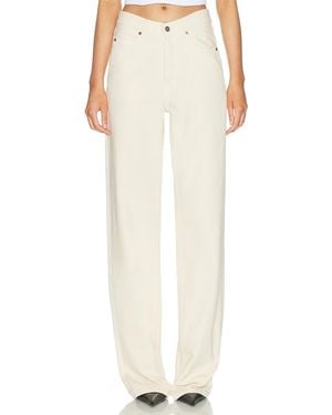 Saint Laurent V Waist Wide Leg - White