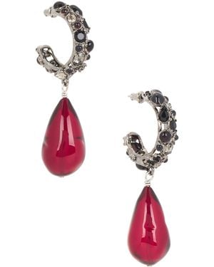 Saint Laurent Ysl Fetiche Hoop & Drop Earrings - Red