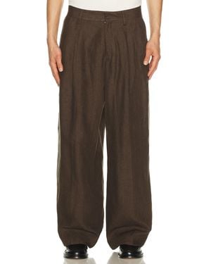 ERL Unisex Pleated Suit Pants Woven - Brown