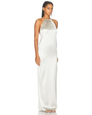 Ralph Lauren Chilton Stretch Satin Evening Dress in White | Lyst