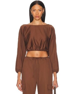 Leset Yoko Long Sleeve Blouson Top - Brown