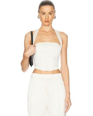 Fleur du Mal Satin Halter Corset Top - White