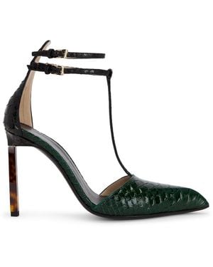 Tom Ford Printed Python T Strap 105 Pump - Black