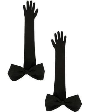 David Koma Bow Detail Long Gloves - Black