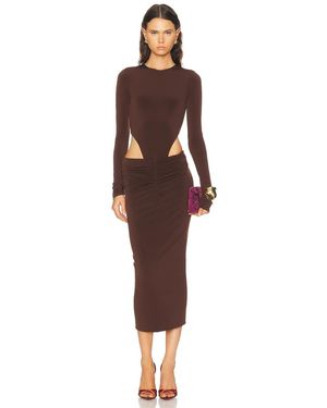 ANDAMANE Heloise Cut Out Midi Dress - Red