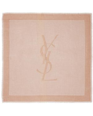 Saint Laurent Cashmere Logo Scarf - Pink