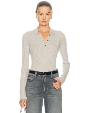 The Elder Statesman Silky Cashmere Polo Sweater - White