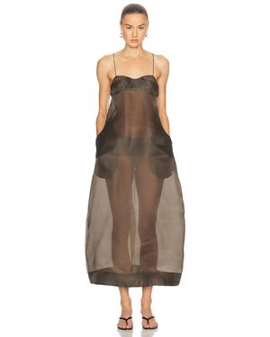 Rohe Sheer Bustier Volume Dress - Brown