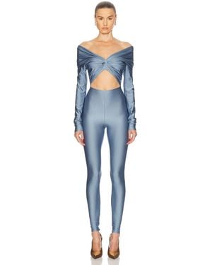 ANDAMANE Kendall Off Shoulder Jumpsuit - Blue