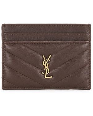 Saint Laurent Cassandre Matelasse Card Case - Brown