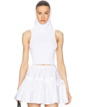 Alaïa Crop Hooded Tank Top - White