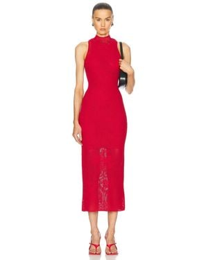 Fleur du Mal Lace Pointelle Knit Racer Dress - Red