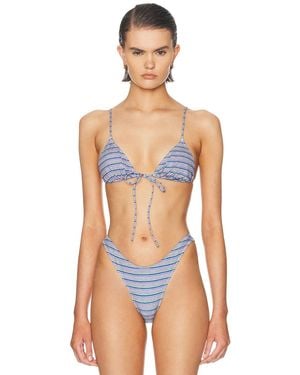 Heavy Manners Triangle Front Tie Bikini Top - Multicolor