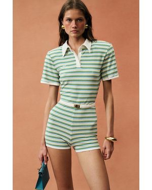 ROWEN ROSE For Fwrd Short Sleeve Romper - Green