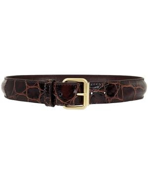 Dries Van Noten Printed Croc Belt - Brown