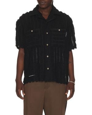 ANDERSSON BELL Kenley Knitted Open Collar Shirt - Black