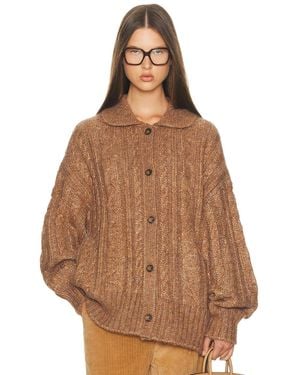 Helsa Jessiah Cable Cardigan - Brown