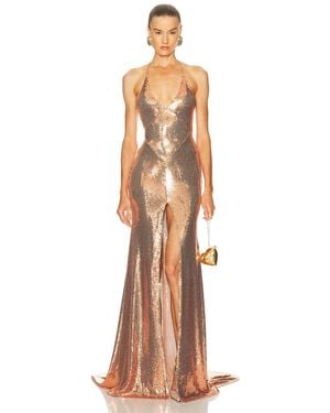 Alex Perry Paneled Bikini Gown - Natural