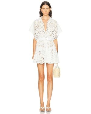 Norma Kamali Super Oversized Sleeveless Boyfriend Shirt Flared Mini Dress - White