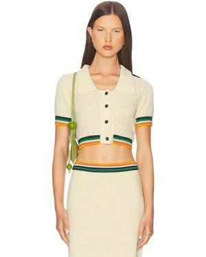 Christopher John Rogers Cropped Polo Top - Yellow