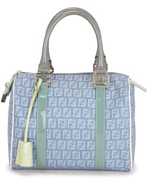 Fendi Zucchino Boston Bag - Blue