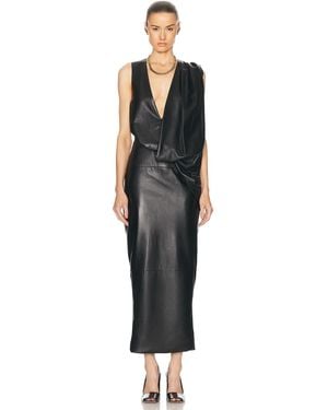 KHAITE Reed Leather Dress - Black