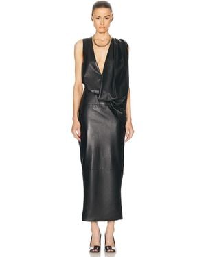 KHAITE Reed Leather Dress - Black