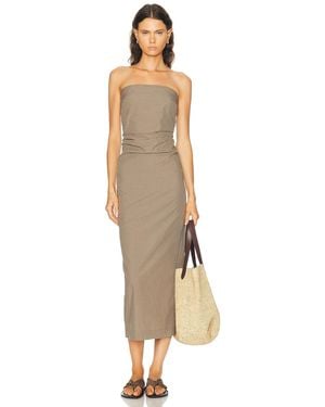 Enza Costa Japanese Plaid Scarf Dress - Natural