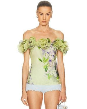 LEO LIN Mckayla Off-Shoulder Top - Green