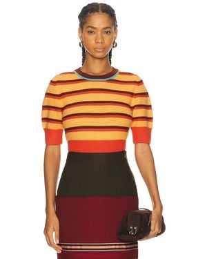 Christopher John Rogers Cropped Short Sleeve Sweater - Orange