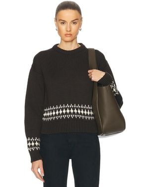 &Daughter Fairisle Bottom Cropped Crewneck Sweater - Black