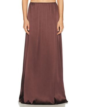 Helsa The Silk Charmeuse Maxi Skirt - Brown