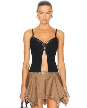 Ludovic de Saint Sernin New Eyelet Cleavage Top - Black