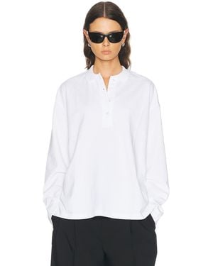 SPRWMN Long Sleeve Oversized Polo Tee - White