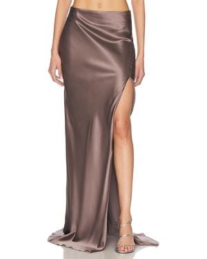 The Sei Gala Bias Slit Skirt - Brown