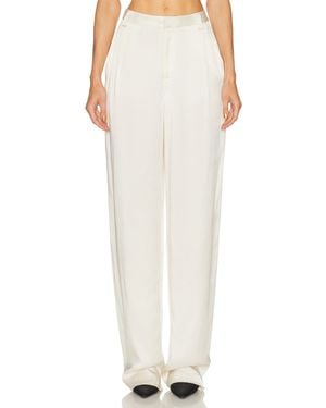 LAPOINTE Satin Relaxed Pleated Pant - White