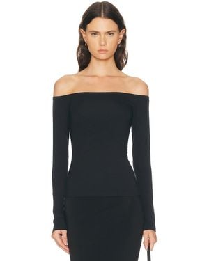 Skims Smooth Layers Long Sleeve Off The Shoulder Top - Black