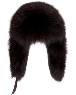Yves Salomon Fox Fur Chapka - Black