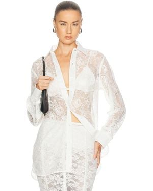 Fleur du Mal Juliet Lace Button Up Shirt - White