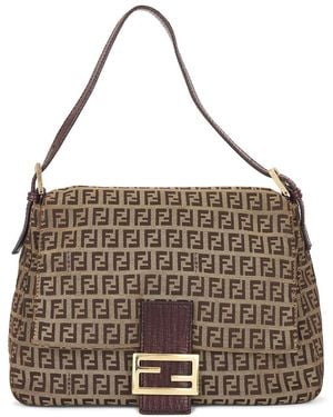 Fendi Zucchino Mama Baguette Shoulder Bag - Brown